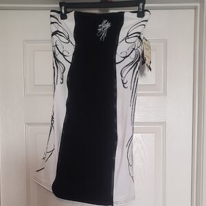 Metal Mulisha Black and White Strapless Dress